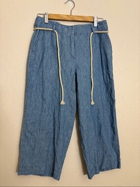 NWT Talbots Women's Linen/Cotton Wide Leg Crop Pants Size 4 petite